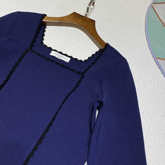 Sandro's new knitted small square collar color matching suit - Picture 3 of 9